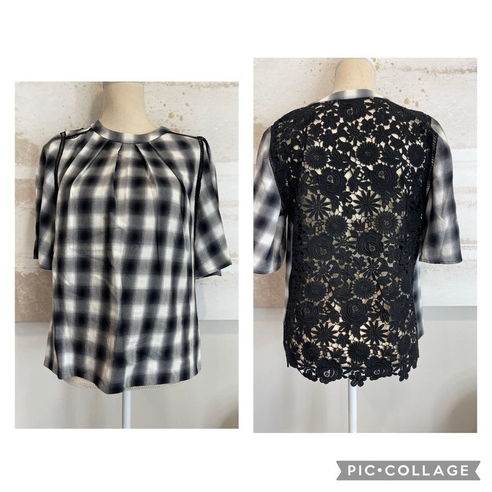 Black & White Lace Detail Top size small